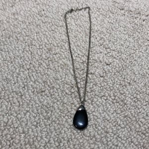 Sterling silver and black onyx drop necklace